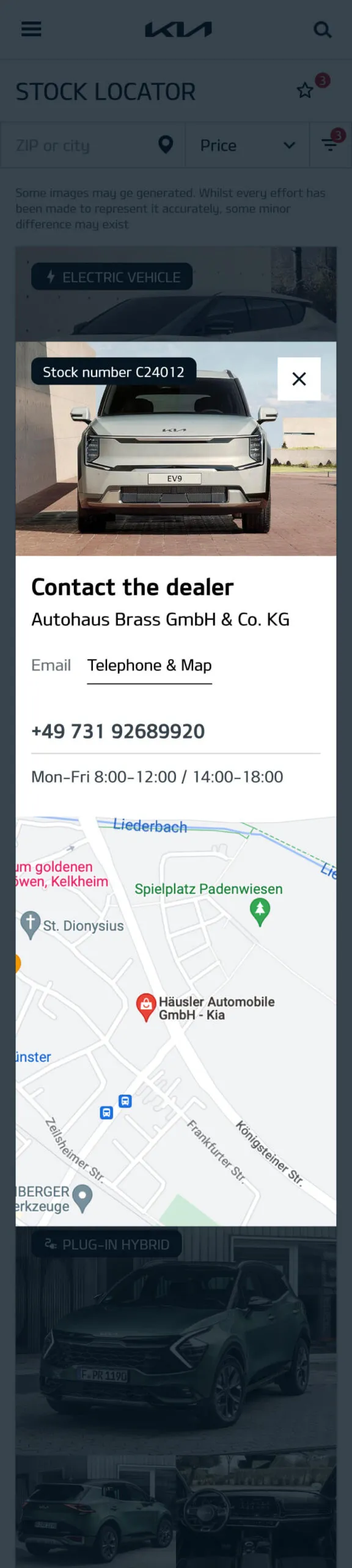 Dealer phone and map mobile